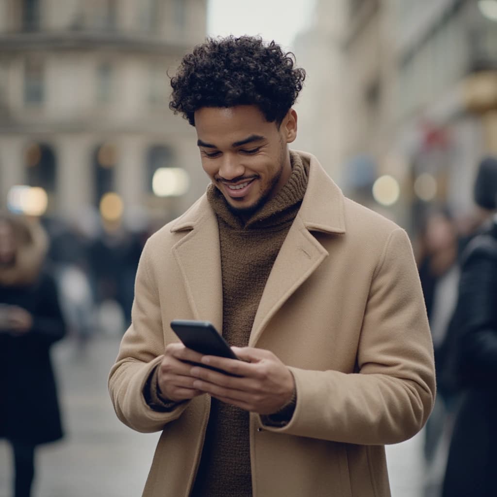 a man browsing a website on a mobile phone