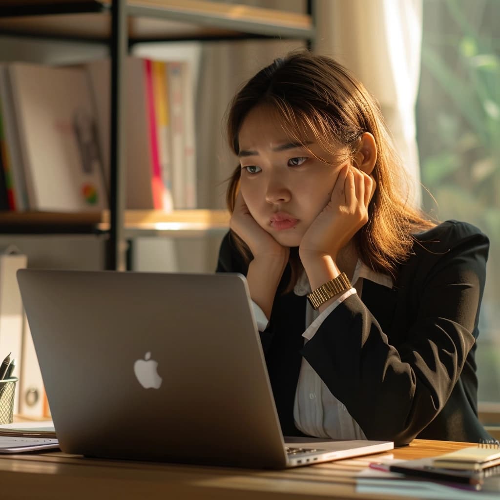 a woman dissappointed with her current website design