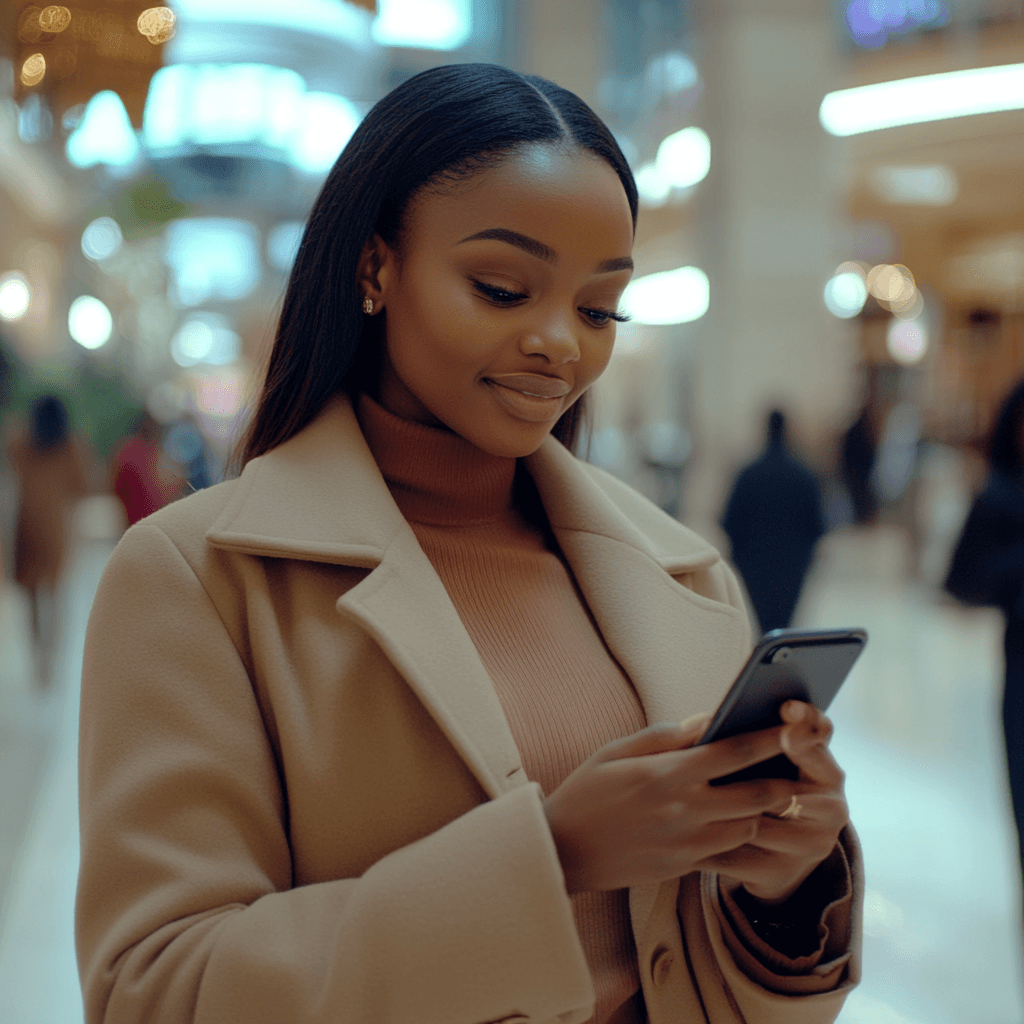 A woman browsing the web on her mobile